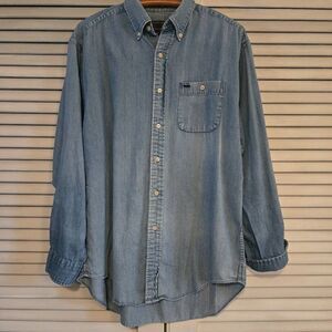 Vintage Alexander Julian Colours Light Denim  Long Sleeve Button Down Shirt Medi
